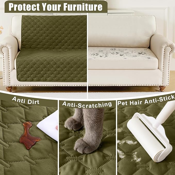Smiry Waterproof Dog Blanket, Soft Dog Bed Cover Pet Blanket, Reversible Couch Cover for Dogs Washable, Pet Couch Covers for Sofa Furniture Protector for Puppy Cat (68x82 Inch, Green/Navy)