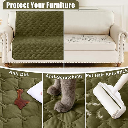 Smiry Waterproof Dog Blanket, Soft Dog Bed Cover Pet Blanket, Reversible Couch Cover for Dogs Washable, Pet Couch Covers for Sofa Furniture Protector for Puppy Cat (68x82 Inch, Green/Navy)