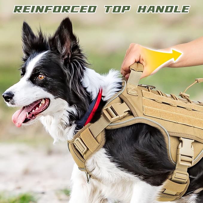 WINGOIN Tactical Dog Harness for Small Dogs No Pull Adjustable Pet Harness with Handle Reflective K9 Military Service Dog Vest for Walking Hiking Training (S)
