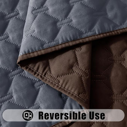 Smiry Waterproof Dog Blanket, Soft Dog Bed Cover Pet Blanket, Reversible Couch Cover for Dogs Washable, Pet Couch Covers for Sofa Furniture Protector for Puppy Cat (52x82 Inch, Chocolate/Dark Grey)