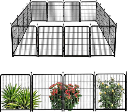 Garden Fence 40 Inch 14 Panels Without Gate, Low Threshold Total 31 Ft(l) Garden Fence for Yard and Dog, Black Dog Pen Wide Door, Be Suitable for Inside and Outside