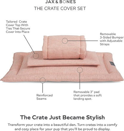 Jax & Bones Dog Crate Cover & Dog Crate Pad Set - Includes Crate Bed, Kennel Cover, & Soft Liner That Acts Like a Bumper - Medium Lark Graphite - Made in USA