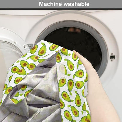 Lunarable Avocado Dog Crate Cover, Pattern of Sliced Healthy Fruits Scattered, Easy to Use Pet Kennel Cover for Medium Large Dogs, 42 Inch, Lime Green White Brown