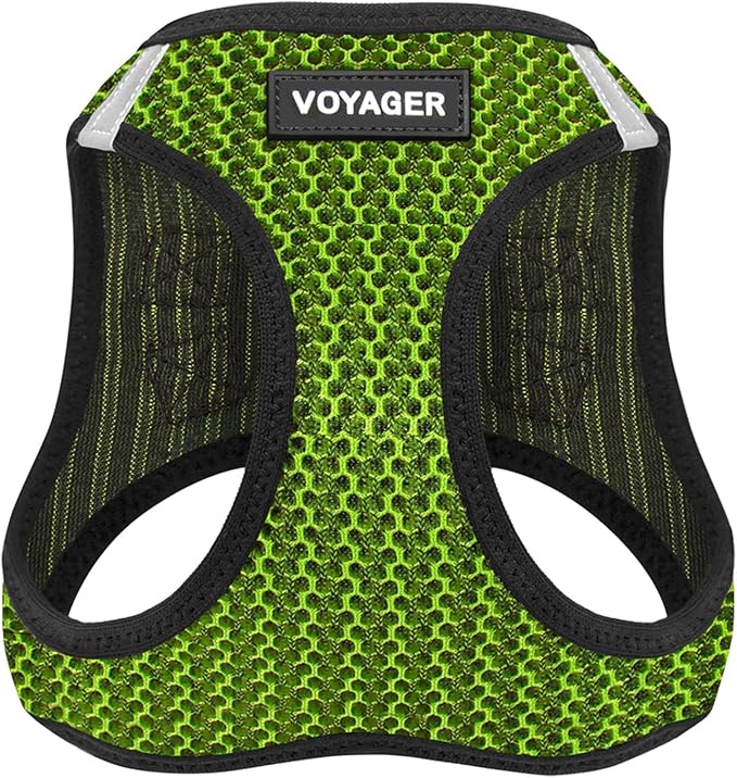 Voyager Step-in Air Dog Harness - All Weather Mesh, Reflective, No Pull Harness for Small, Medium Dogs, Cats - Secure with Hook & Loop Fastener, Buckle, Double D-Rings - Lime Green 2-Tone, XL