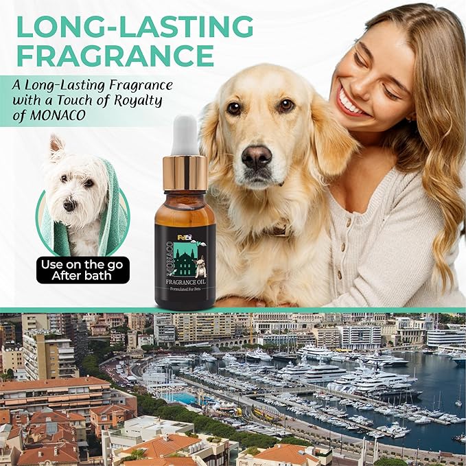 Petex Premium Pet Fragrance Oil | Ultra Premium Natural Pet Care with Dead Sea Minerals | Dog Perfume Fragrance Oil Long Lasting Scent | Natural Pet Cologne - Suitable for Dogs and Cats (Monaco)