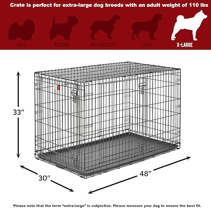 MidWest Homes for Pets Life Stages LS-1648DD Double Door Folding Crate for X-Large Dogs (91 - 110 Lbs)