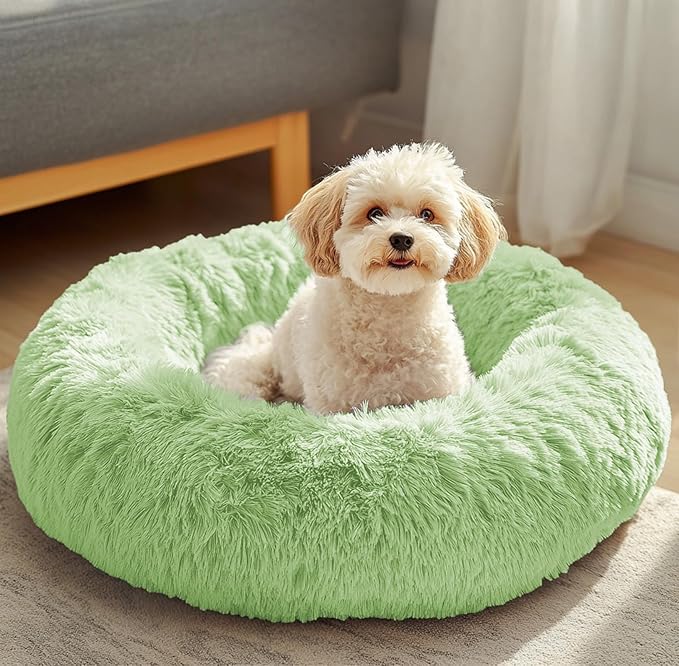 JOLLYVOGUE Dog Beds, Calming Small Dog Bed, Anti-Anxiety Dog Bed for Small Dogs, Fluffy Donut Dog Bed, Cozy Dog Cat Cushion Bed for Small Medium Dogs and Cats (20")