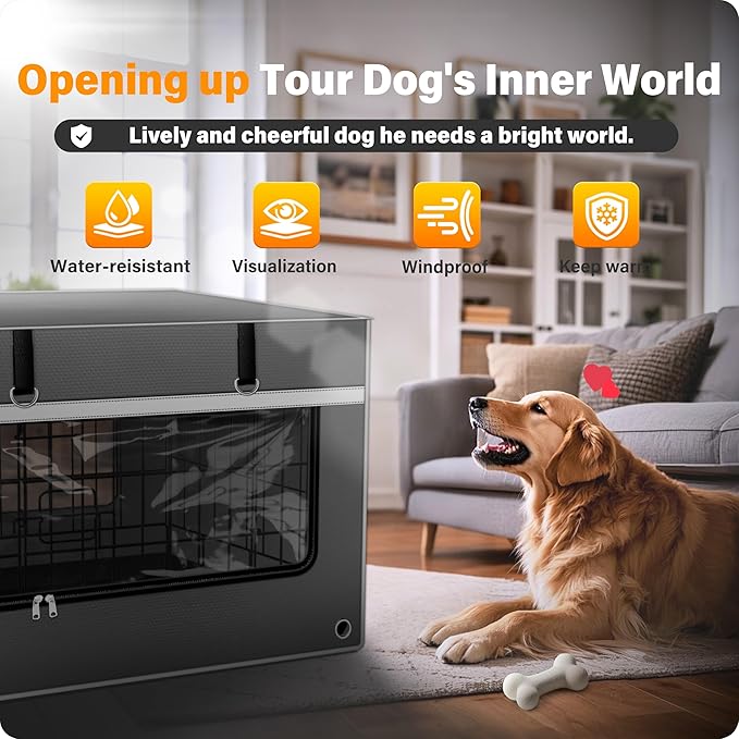 Dog Crate Cover 36 Inch [2025 Upgraded 1680D Fabric] – Heavy-Duty Insulated & Breathable Dog Kennel Cover, 36’’L×23’’W×25’’H Windproof & Light-Blocking, Gray(Cover Only)