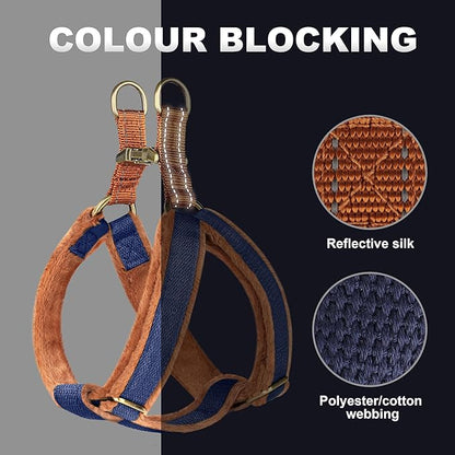 Beirui Soft Small Dog Harness and Leash Set-Adjustable Step in Dog Harness for Small Dogs-Easy Walk Dog Harness Small Sized Dog-Warm No Pull Dog Harness and Leash Used in Autumn Winter(Dark Blue,S)