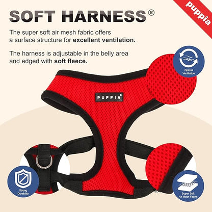 Puppia Soft Dog Harness, Navy, Large (PDCF-AC30-NY-L)