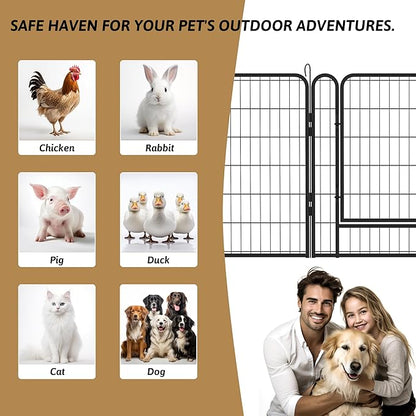 Metal Dog Playpen Outdoor, 32" Height 16 Panels Pet Kennel Crate for Puppy/Small/Medium Dogs, Heavy Duty Metal Playpen with Door, Indoor Portable Dog Fence Pet Exercise Pen for Yard RV Camping