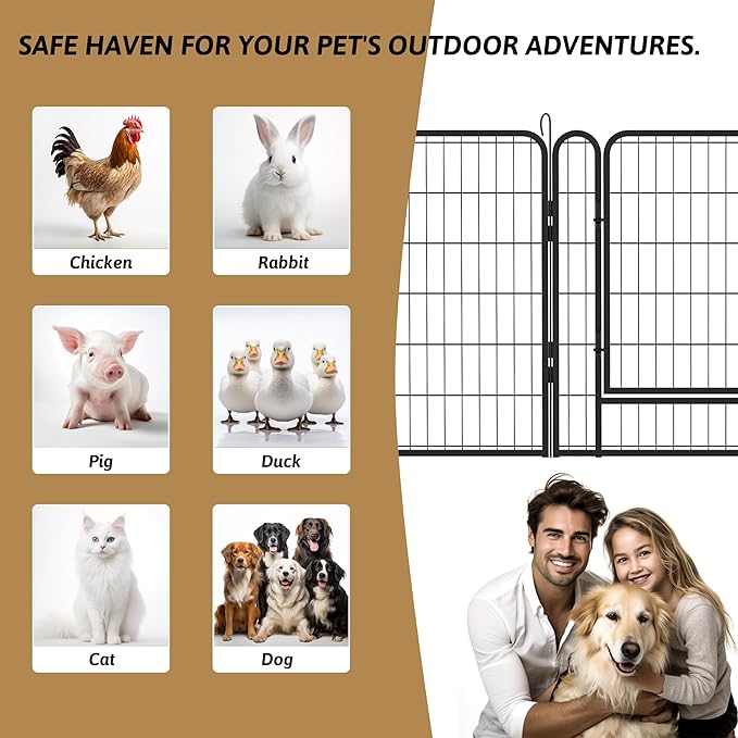 KEIKI 16 Panels 39.37" H Heavy Duty Metal Playpen with Door for Dog Fence,Pet Exercise Pen Versatile Shape for Outdoor Indoor