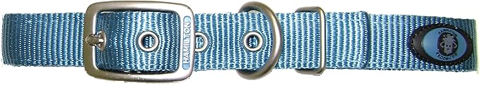 Hamilton Double Thick Nylon Deluxe Dog Collar with Brushed Hardware Finish, 1-Inch by 26-Inch, Ocean Blue