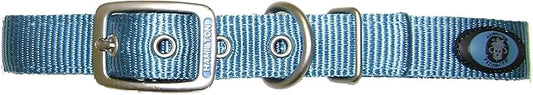 Hamilton Double Thick Nylon Deluxe Dog Collar with Brushed Hardware Finish, 1-Inch by 26-Inch, Ocean Blue