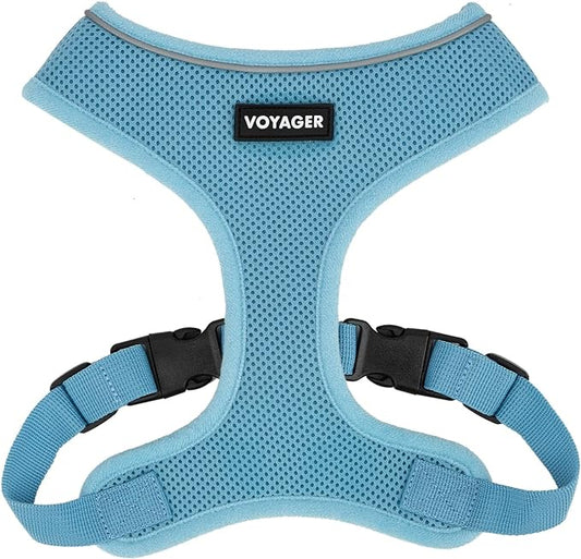 Voyager Aerolite No Pull Mesh Dog Harness with Lightweight, Soft, Breathable, Reflective Stitching, and Adjustable Straps for Walking, Running, Training, Heavy Duty and Durable - Baby Blue, XS