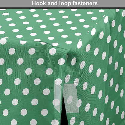 Lunarable Green Dog Crate Cover, Old Fashioned Polka Dot Pattern on Green Background Classical Traditional, Easy to Use Pet Kennel Cover for Medium Large Dogs, 36 Inch, Forest Green White