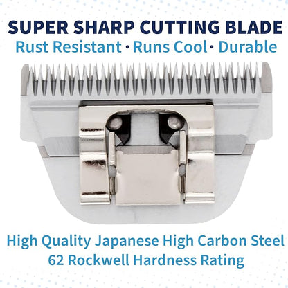 Detachable A Series 3 Wide Blade Dog Grooming Cut Length 1/2" / 13mm Japanese Carbonized Steel Dog Grooming Blades (Compatible A5 Series Clippers for Dogs Horses(B3FW)