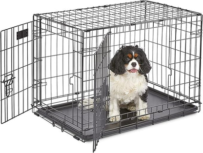 MidWest Homes for Pets Newly Enhanced Single & Double Door iCrate Dog Crate, Includes Leak-Proof Pan, Floor Protecting Feet, Divider Panel & New Patented Features