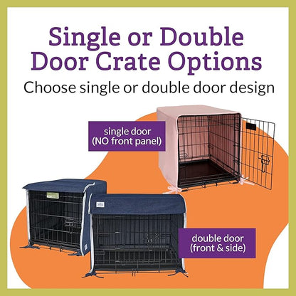 Pet Dreams Dog Crate Cover - Breathable Fabric Kennel Topper for Double-Door Crates, Fits iCrate Dog Cages 18, 24, 30, 36, 42, 48 Inches (Denim, X Large, 42")