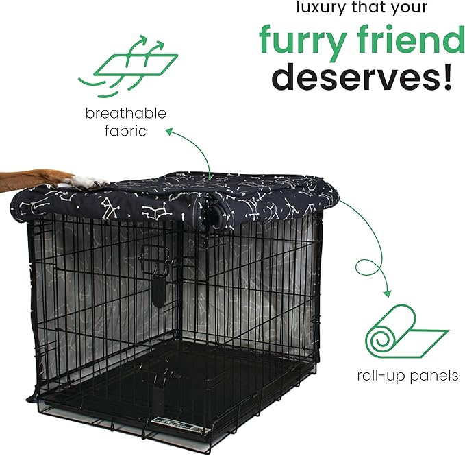 Molly Mutt Rocketman Dog Crate Cover, 100% Cotton Canvas Cover with 2 Roll-Up Panels, Ideal for Dog or Cat Crate, Durable, Washable, and Free of Harmful Chemicals, 36" x 24" x 27"