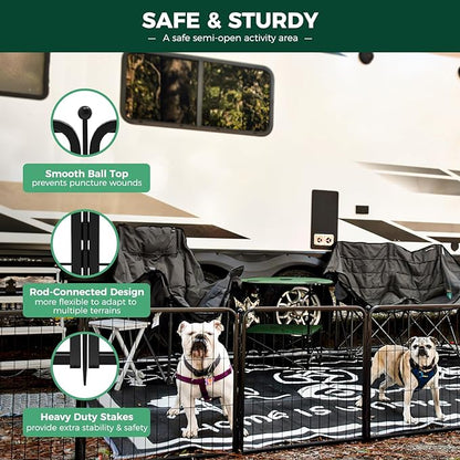 FXW Rollick Dog Playpen for Yard, RV Camping, 24 inch 16 Panels for Puppy and Small Dogs│Patented