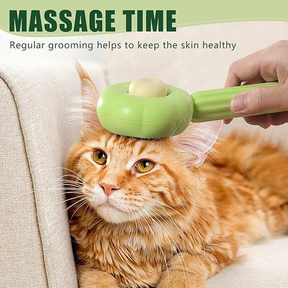 METREE Cat Hair Brush, Self Cleaning Pet Slicker Brush with Release Button, Grooming Brush for Shedding, Long or Short Haired Cats Dogs (Lime Green)