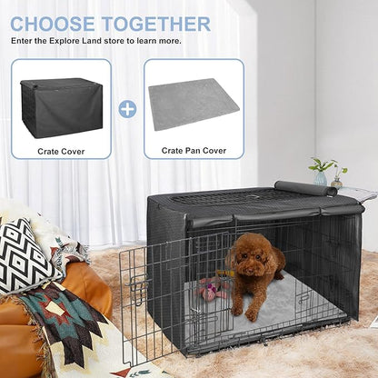 Explore Land Dog Crate Pan Cover with Softer Fluffy Top for 48 inch Dog Cage - Reversible Washable Liner for Dog Crate Tray