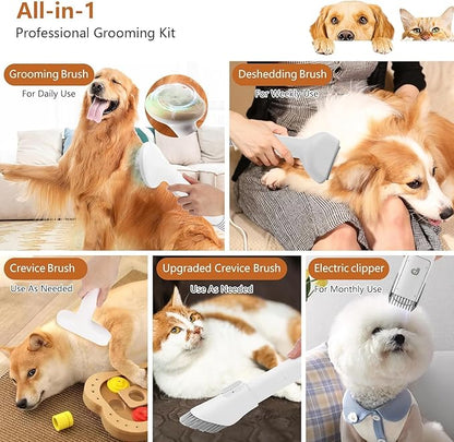 Pet Grooming Vacuum,Pet Grooming Kit & Vacuum Suction 99% Pet Hair,Dog Vacuum for Shedding Grooming,Pet Grooming Vacuum for Dogs&Cats,5 in-1 Pet Grooming Kit,Dog Hair Remover