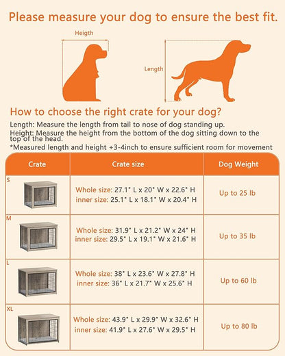 Piskyet Dog Crate Furniture with Cushion,Heavy-Duty Reinforced Metal Mesh,32" Wooden Dog Crate End Table with Double Doors,Indoor Dog Kennel,Dog Cage Side Table for Medium Breed,Grey