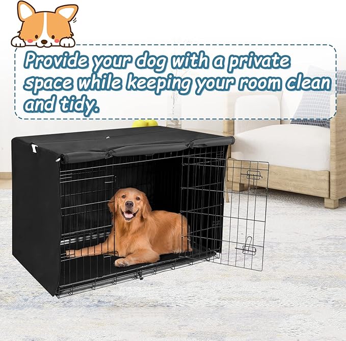 Deblue 42" Dog Crate Cover, Breathable Dog Kennel Cover for Large Wire Crate, Lightweight Polyester Pet Kennel Covers for Indoor Protection - (42 inches, Black)