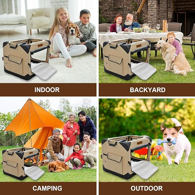 Soft Dog Crate for Medium Dogs, 4-Door Foldable Collapsible Dog Crate with Soft Sides, Indoor & Outdoor Travel Dog Kennel