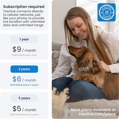 Tractive GPS Cat Tracker (6.5 lbs+), Real-time Pet Location Tracker, Health & Wellness Alerts, Battery Life Up to 7 Days, Breakaway Cat Collar Included (Brown)
