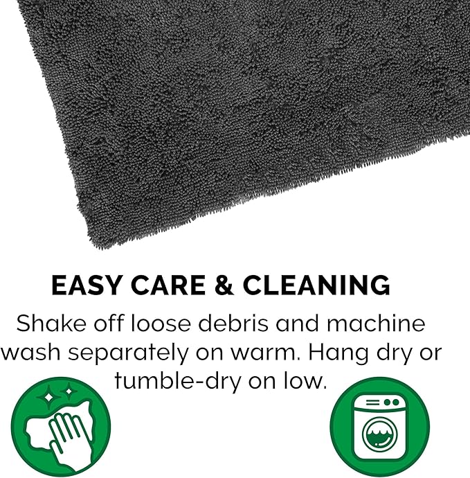 Furhaven 60" x 48" Highly Absorbent Dog Door Mat for Muddy Paws, 100% Washable, Perfect for Entryway, Kitchen, & Bathroom Use - Chenille Shammy Rug - Charcoal (Gray), Jumbo Plus/XXXL