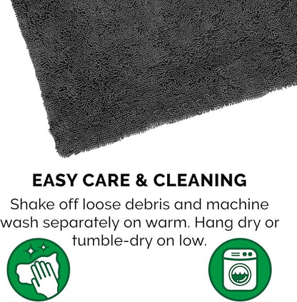 Furhaven 60" x 48" Highly Absorbent Dog Door Mat for Muddy Paws, 100% Washable, Perfect for Entryway, Kitchen, & Bathroom Use - Chenille Shammy Rug - Charcoal (Gray), Jumbo Plus/XXXL