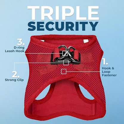 Voyager Step-in Air Dog Harness - All Weather Mesh, Reflective, No Pull Harness for Small, Medium Dogs, Cats - Secure with Hook & Loop Fastener, Buckle, Double D-Rings - Red, S