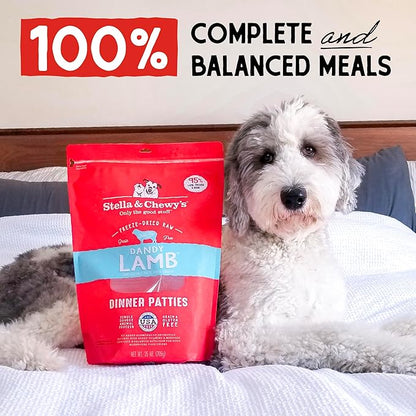 Stella & Chewy's Freeze Dried Raw Dinner Patties – Grain Free Dog Food, Protein Rich Dandy Lamb Recipe – 25 oz Bag