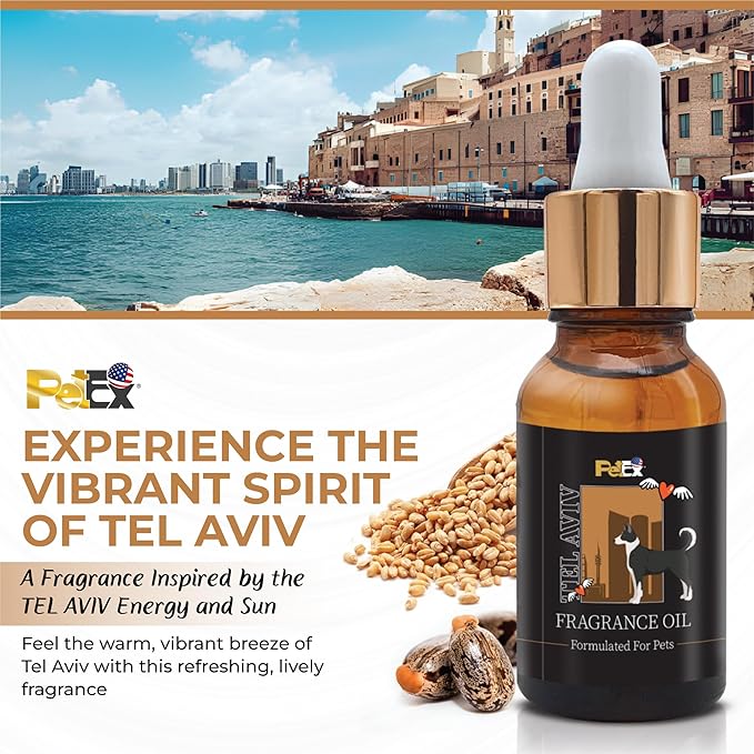 Petex Premium Pet Fragrance Oil | Ultra Premium Natural Pet Care with Dead Sea Minerals | Dog Perfume Fragrance Oil Long Lasting Scent | Natural Pet Cologne - Suitable for Dogs and Cats (Tel Aviv)
