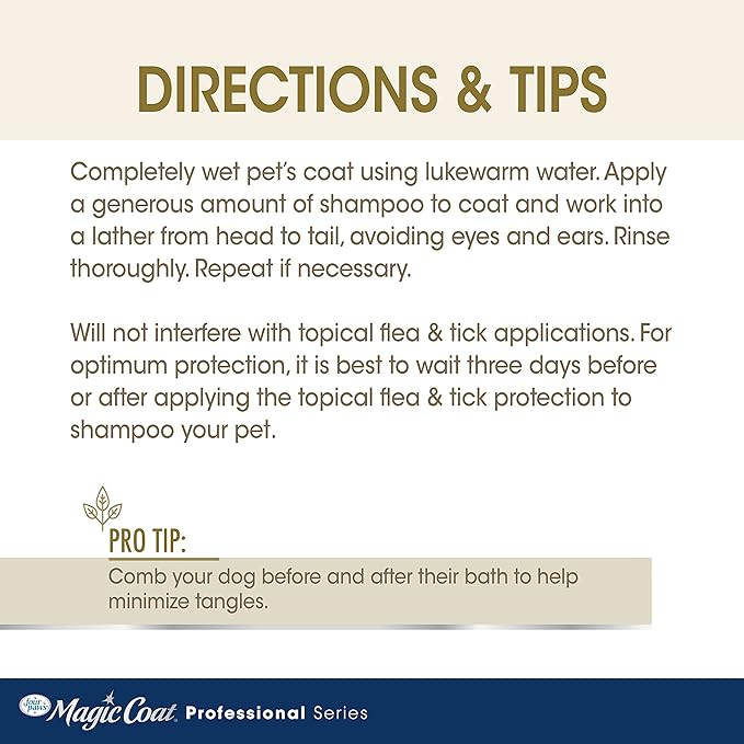 Four Paws Magic Coat Professional Series Nourishing Oatmeal Hypo-Allergenic Dog Shampoo, 16 oz.