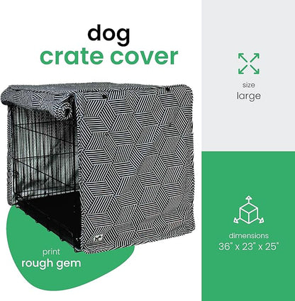 Molly Mutt Rough Gem Dog Crate Cover, 100% Cotton Canvas Cover with 2 Roll-Up Panels, Ideal for Dog or Cat Crate, Durable, Washable, and Free of Harmful Chemicals, 36" x 23" x 25"