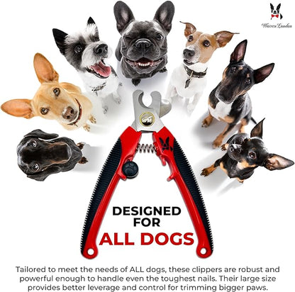Warren London Dog Nail Clippers – Strong Enough for All Dog Sizes | Stainless Steel Blade | Ergonomic Grip | Nail Safety Guard | Professional Grooming Tool