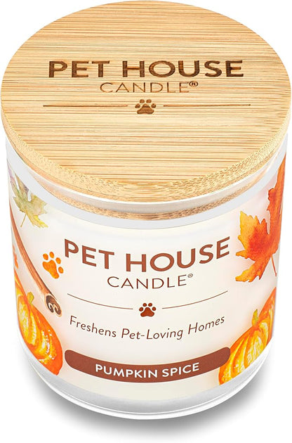 One Fur All Pet House Pumpkin Pie Scented Candle 2 Pack - Plant-Based/Soy, Long Lasting, Odor Eliminating