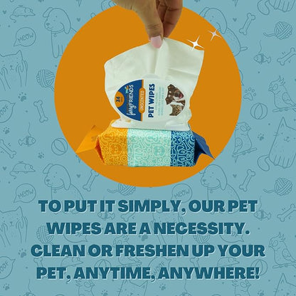 FurryFriends Pet Wipes | Unscented | Hypo-allergenic | Alcohol Free| Deodorizing | Removes Loose Hair & Dirt | Incredibly Clean | 4 Pack