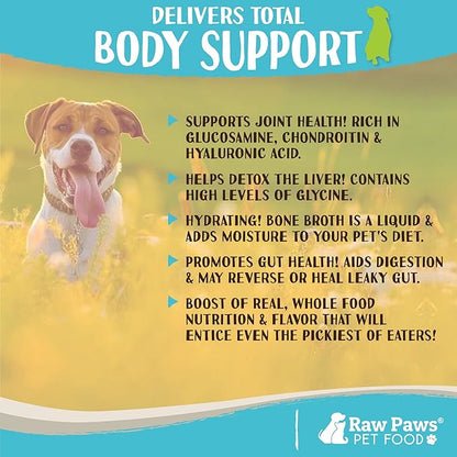 Raw Paws Beef Bone Broth for Dogs & Cats, 6-oz - Made in USA - Dog Food Topper - Bone Broth Protein Powder for Dogs - Powdered Bone Broth for Dogs - Bone Broth for Cats - Dog Gravy Topper for Dry Food