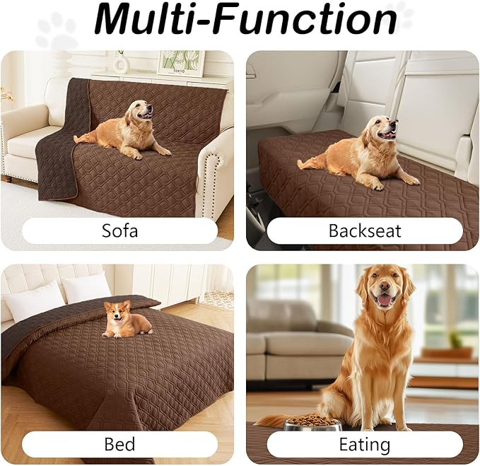 hyha Waterproof Dog Bed Blanket, Soft Dog Bed Cover Pet Blankets, Washable Couch Sofa Cover for Dogs, Reversible Pet Sofa Covers for Furniture (52x82 Inch, Chocolate/Brown)
