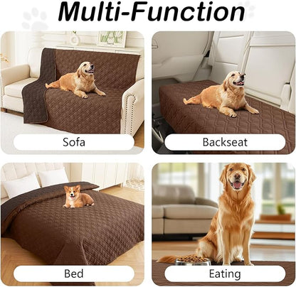 hyha Waterproof Dog Bed Blanket, Soft Dog Bed Cover Pet Blankets, Washable Couch Sofa Cover for Dogs, Reversible Pet Sofa Covers for Furniture (52x82 Inch, Chocolate/Brown)