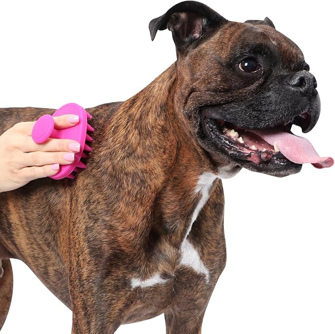 Dexas BrushBuster Silicone Dog Grooming Brush, Blue