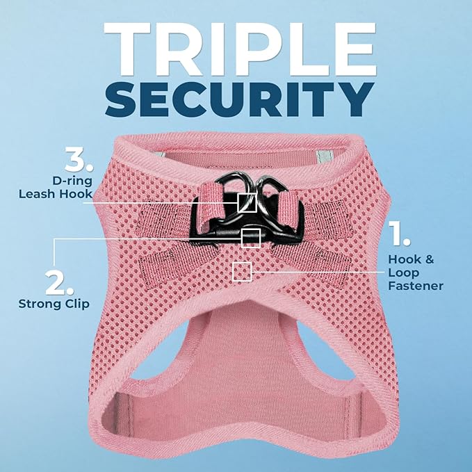 Voyager Step-In Air Dog Harness - All Weather Mesh, Reflective, No Pull Harness for Small, Medium Dogs, Cats - Secure with Hook & Loop Fastener, Buckle, Double D-Rings - Pink, XXS