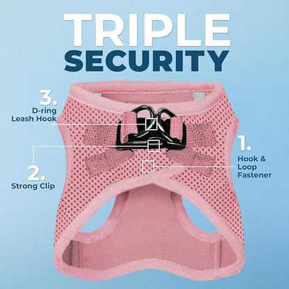 Voyager Step-In Air Dog Harness - All Weather Mesh, Reflective, No Pull Harness for Small, Medium Dogs, Cats - Secure with Hook & Loop Fastener, Buckle, Double D-Rings - Pink, XXS