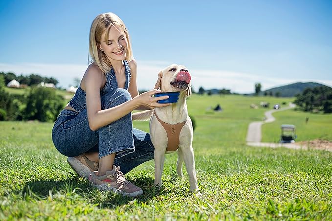 Puppytie Dog Harness with Multi-Functional Leash, No-Pull No-Choke Escape-Proof Dog Vest, Soft Breathable Step-in Pet Harness, Lightweight Comfortable for Medium Dogs, Denim Khaki Button-M （17-35lb）