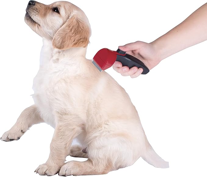 Penn-Plax ComfyGroom Deshedding Brush - for Dogs or Cats – Quick and Easy Grooming | Comfortable for Your pet and Easily Comb Out Excess pet Hair | Simple Push Button Disposable Makes Clean up a snap